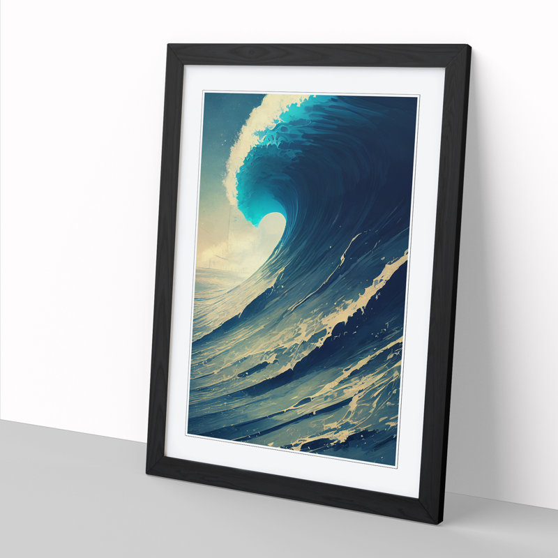 Wave Vol.3 - Single Picture Frame Painting, 64cm H x 46cm W x 2cm D, Black