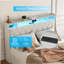 Structure de grand lit avec tête de lit ergonomique, prises intégrées, chargeur, lumière DEL et tablette de rangement, sans bruit, aucun sommier tapissier requis-746848121