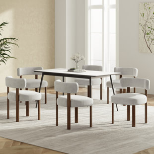 Chaise d'appoint rembourrée en bois massif (Ensemble de 6)