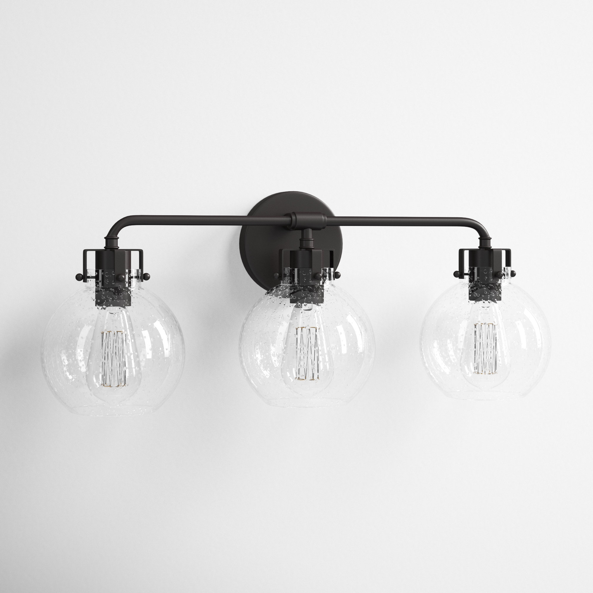 Byrne 3-Light Steel Vanity Light with Seeded Glass Shades, Oil Rubbed Bronze