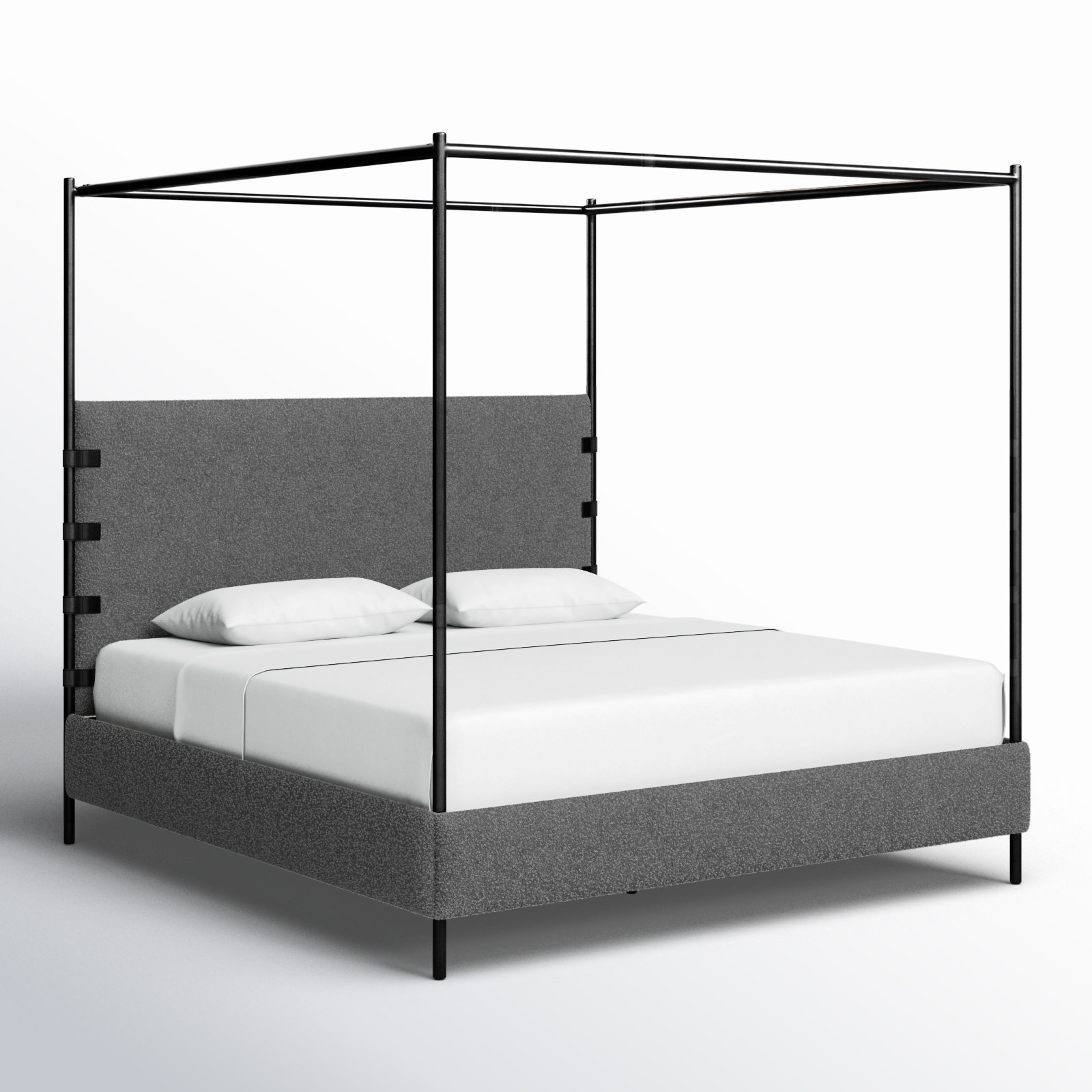 Malo Upholstered Metal Canopy Bed, King, Knoll Charcoal