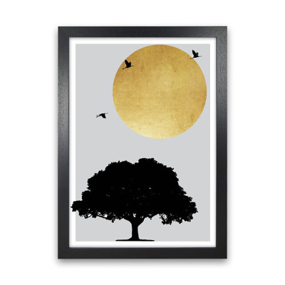 Gold Sun And Tree Abstract by Pixy Paper - Print