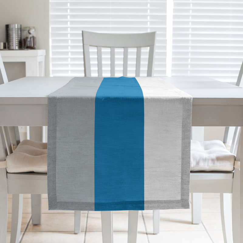 New Orleans Football Stripes Table Runner, 72" x 16", Polyester, Detroit Football Gray/Teal