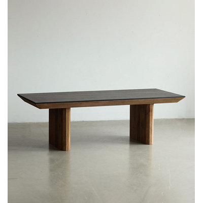 Black rectangular solid wood dining table