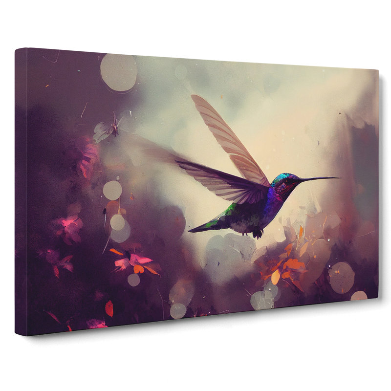 XXX-H1022-WF-4778X Hummingbird Art Painting Vol.1 Abstract - Wrapped Canvas Print, 35cm H x 50cm W x 3cm D