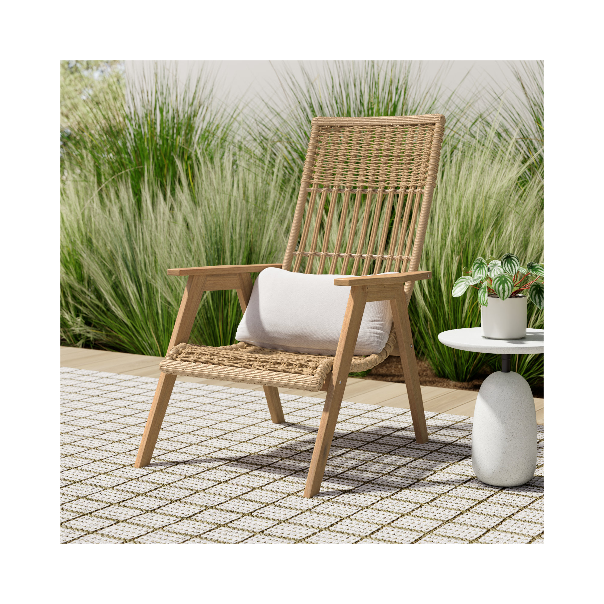 Anyston Patio Chair, Natural Wicker