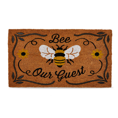 Bee Our Guest Coir Rubber Doormat Multi Everyday Indoor Outdoor Doormat