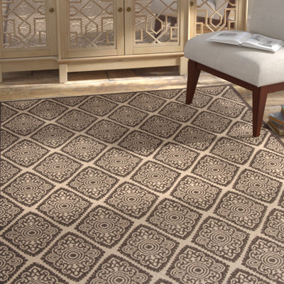 Burnell Ikat Cream/Brown Area Rug
