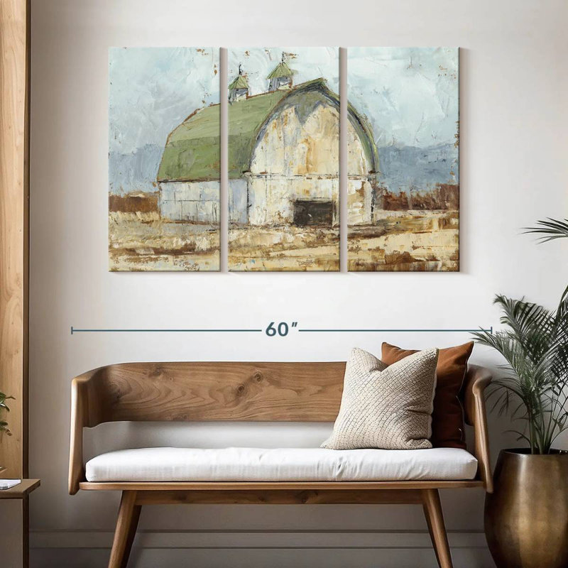 Lilie Whitewashed Barn II, 32" H x 50" W