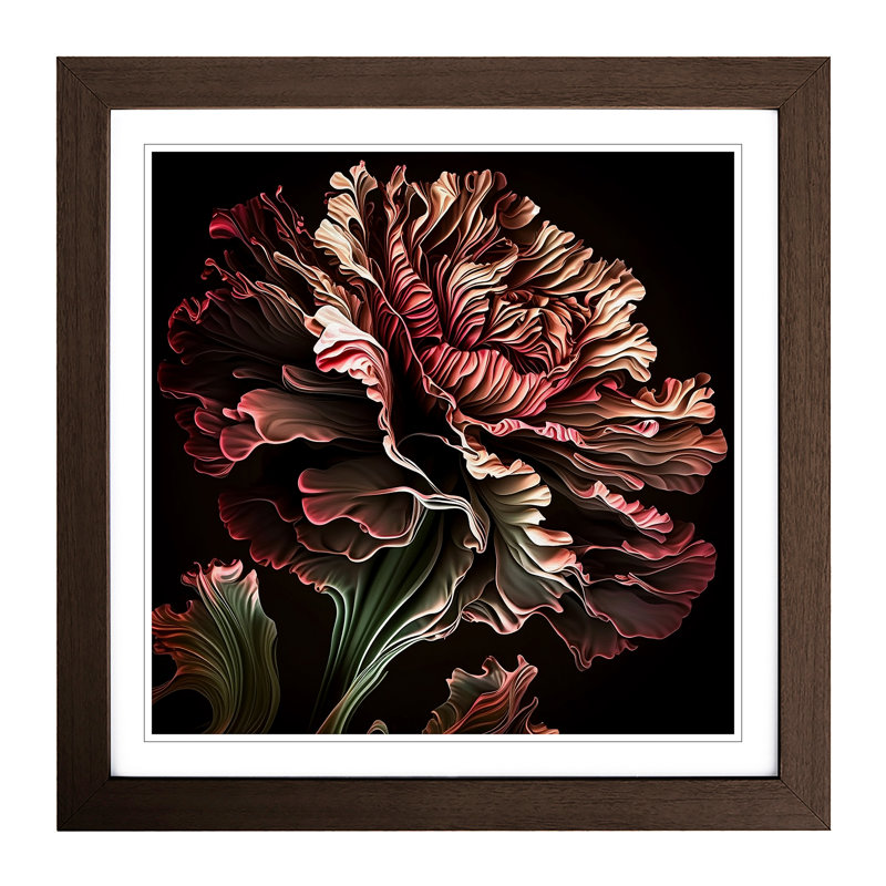 Carnation Flower Abstract Art - Framed Print, Walnut