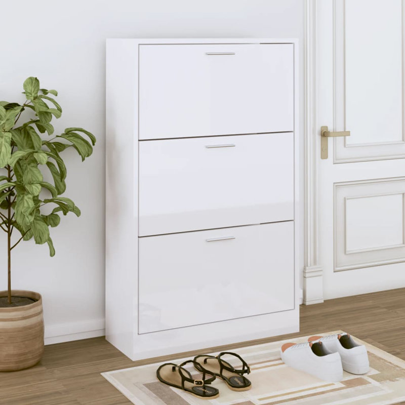 9 Pair Flip Down Shoe Storage, Off White