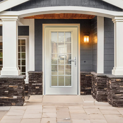 15-LITE CLEAR Low-E Fiberglass Door Primed White In-Swing
