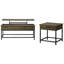 Ensemble de 2 tables basses et d'appoint rustiques en chêne brun clair, avec plateau relevable pour la préparation des crêpes, tiroir de rangement pour la pâte, structure en bois d'ingénierie, jeux de société et sous-verres inclus.
