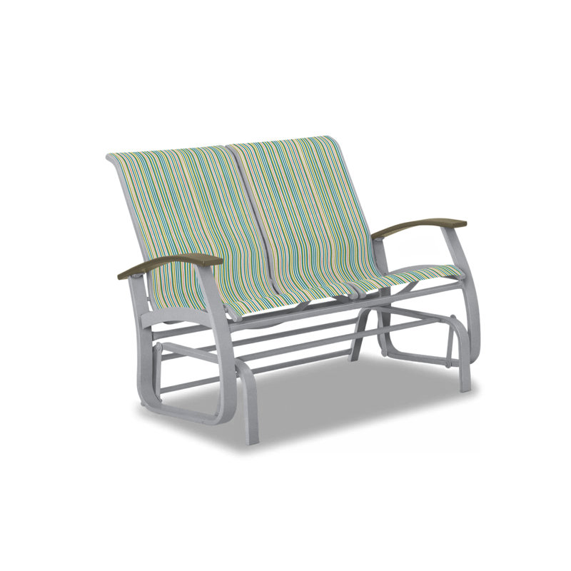 Belle Isle Outdoor Glider, Beachwood P40, Textured Kona, Lime 38D Sunbrella®