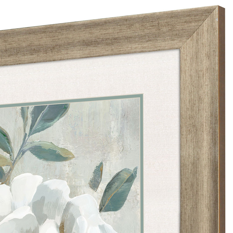 White Floral Blossoms in Champagne Gold Frame Set