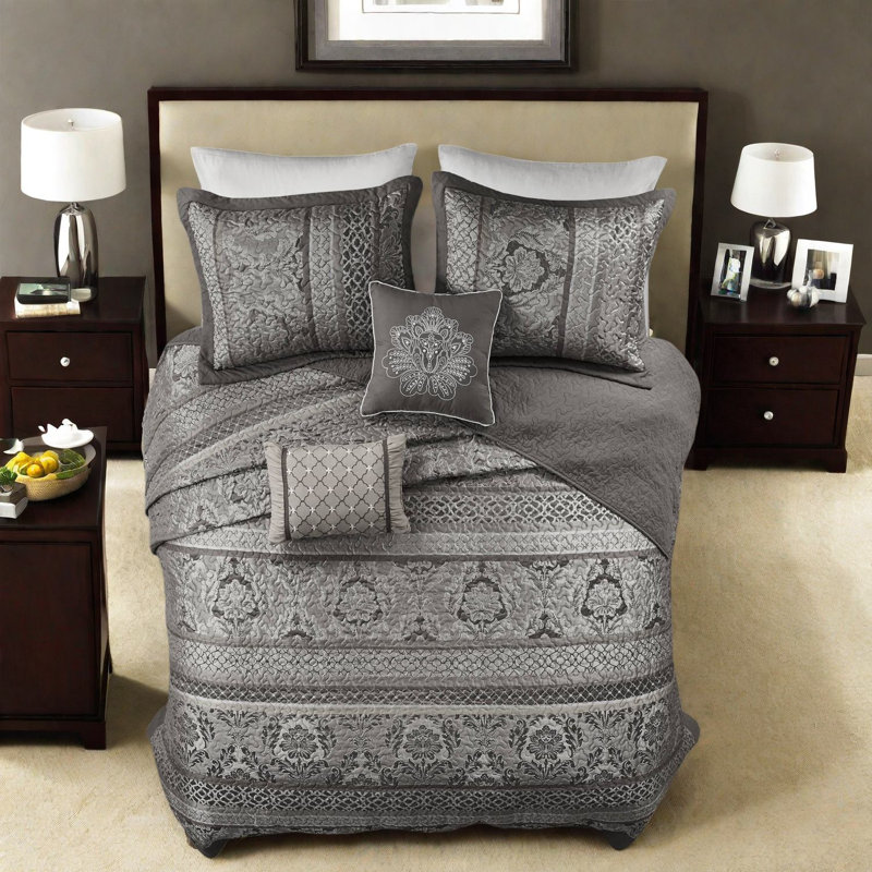 Ensemble de literie réversible luxueux, jacquard en polyester, décoration intérieure moderne