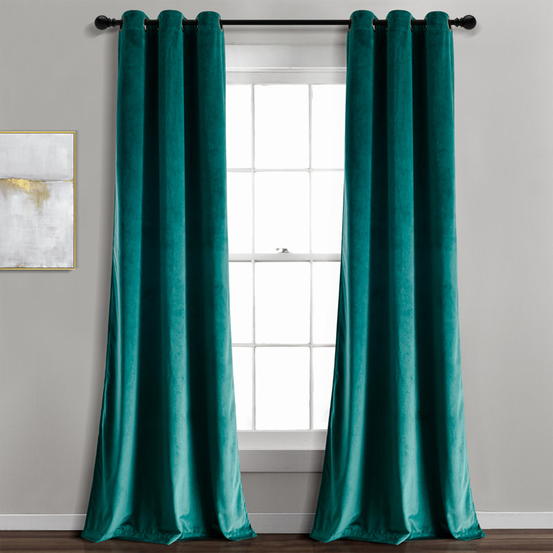 Paire de rideaux isolants Prima Velvet, l 38 po x L 95 po, Bleu sarcelle / vert
