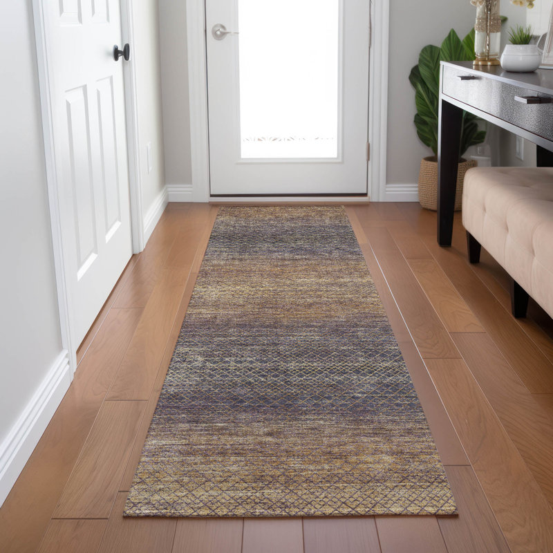 Machine Washable Indoor/Outdoor Xhevrie Eggplant Rug, Runner 2'3" x 7'6"