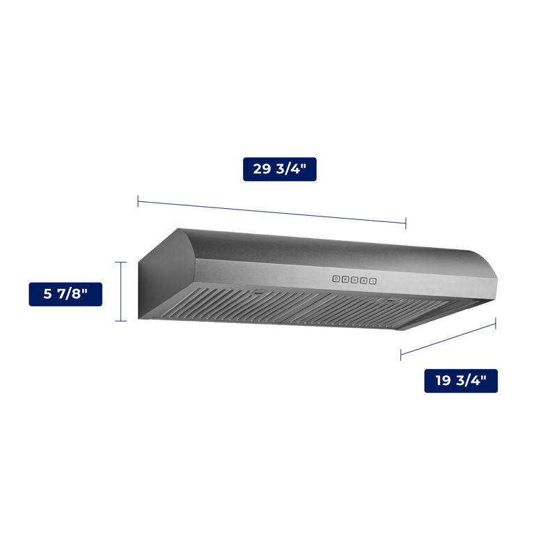 Hauslane 30" Stainless Steel 250 Cfm Convertible Under Cabinet Range Hood With Baffle Filter