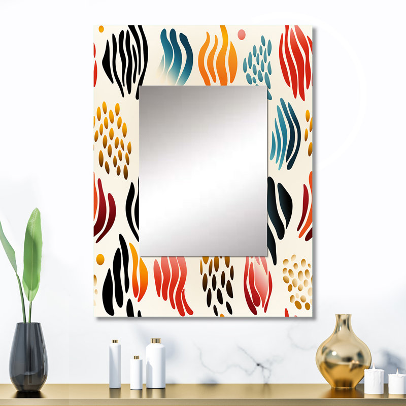 Doyline Abstract Coral Reef Multicolor Azure - Abstract Mirror, Modern Unique Wall Mirror, Printed Metal Art, 32" x 24"