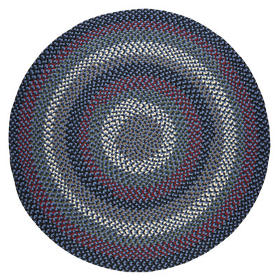 Tapis décoratif bleu marine/rouge/gris tressé à la main Mako