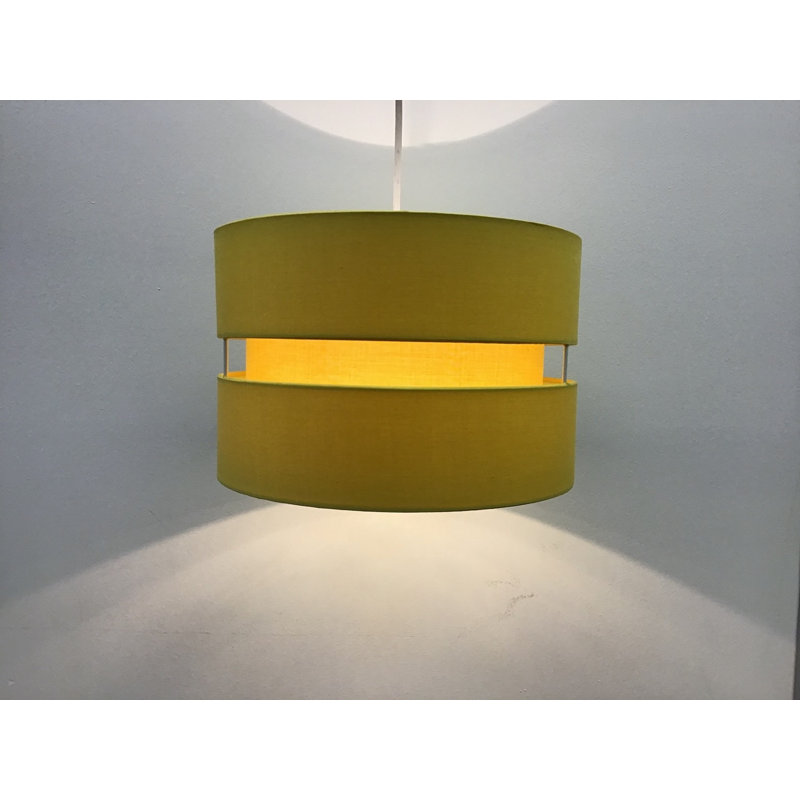 Bright 19cm H Cotton Drum Pendant Shade, Ochre Mustard Yellow