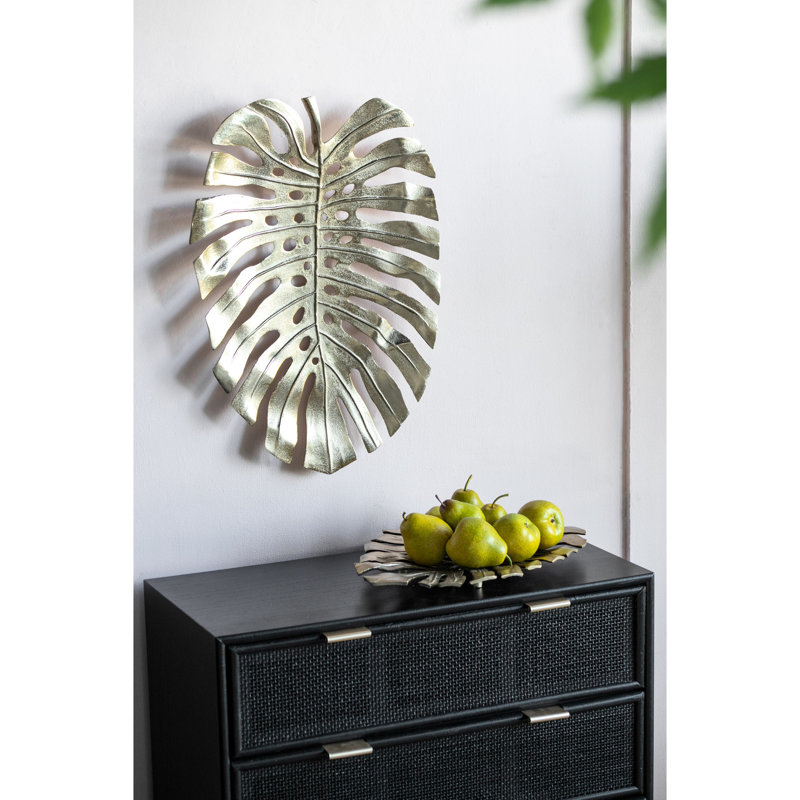 Décoration murale moderne feuille d'or en aluminium moderne - art chic 24,8 x 17,3 x 2 po