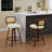 Set Of 2 Counter Height Bar Stools - 26 Inch Rattan Counter Height Stools With Cane Back, Upholstered Seat, Walnut Craftsmanship, Swivel Counter Stools For Island/Kitchen/Counter/Bar (Walnut /Beige)-1163062483-1163062493