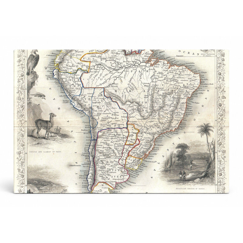 South America (1850) - Art mural sur toile paysage, 20" W x 16" H