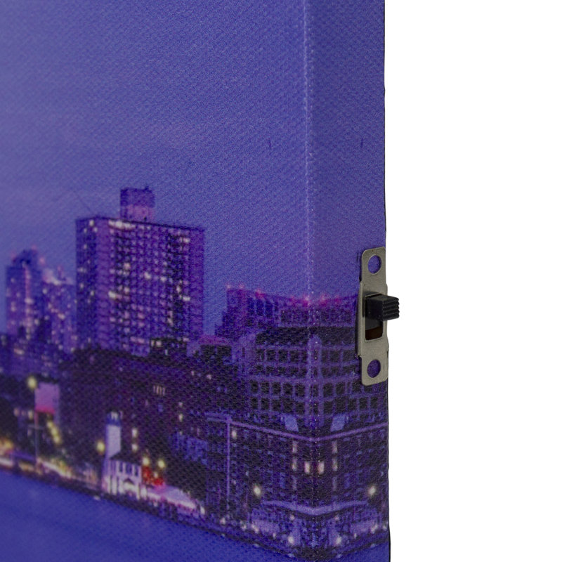 Illuminated Purple Brooklyn Bridge Canvas Wall Art 15.75" x 23.5"