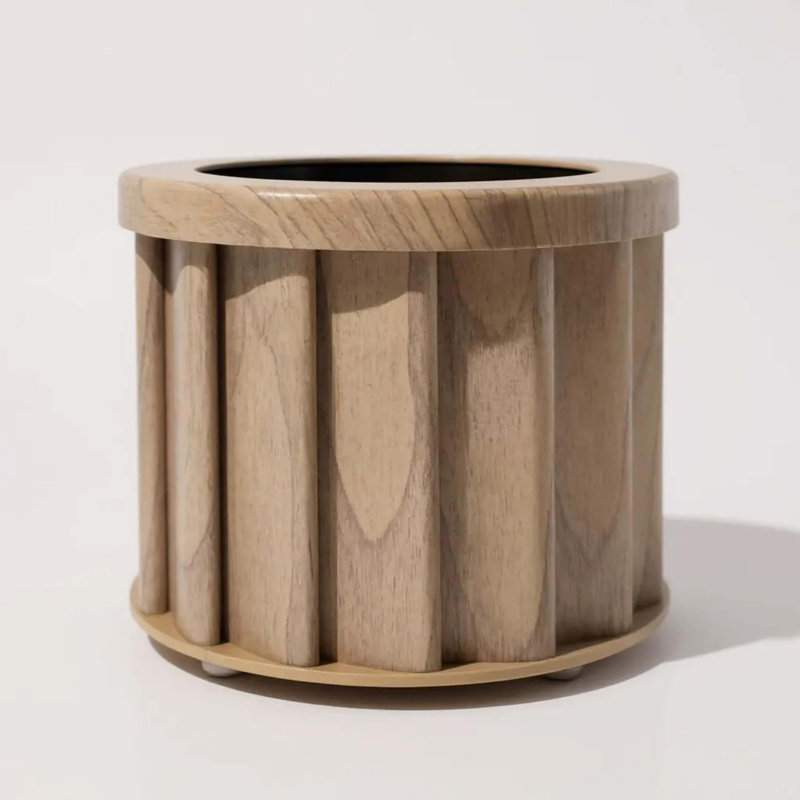 Round Strata Planter SM Brown, Ash Brown, 5.13" H x 6.25" W x 6.25" D