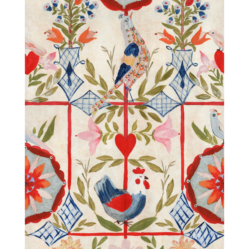 Tyrol Apres-Ski Home Floral Wallpaper Roll, Blue/Pink/Red/Taupe