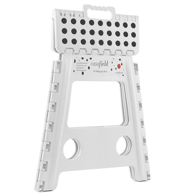 1 - Step Plastic Folding Step Stool, White