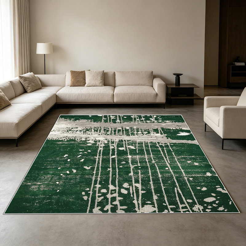 1PC Vintage Distressed Striped Forest Green area rugs for Living Room, Soft and Comfortable, Suitable for all seasons, easy-to-maintain, machine washable Indoor floor mat, Under Table Farmhouse suitable for dining table, kitchen, bedroom, entryway,