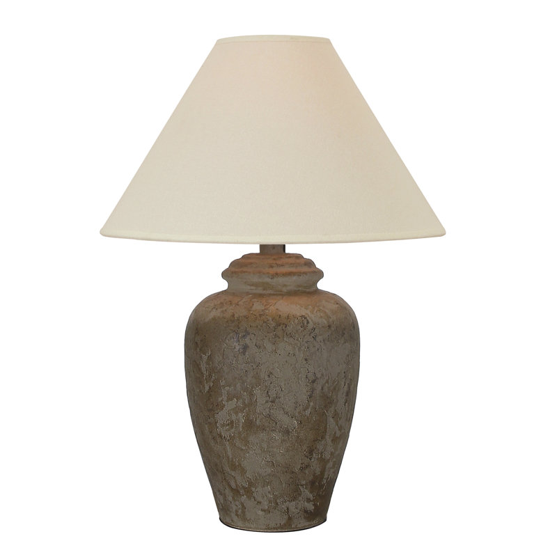 Juridia Cast Stone Table Lamp with 3-Way Switch, 36.5", Antique Bronze/Brown/White Wash Base, null