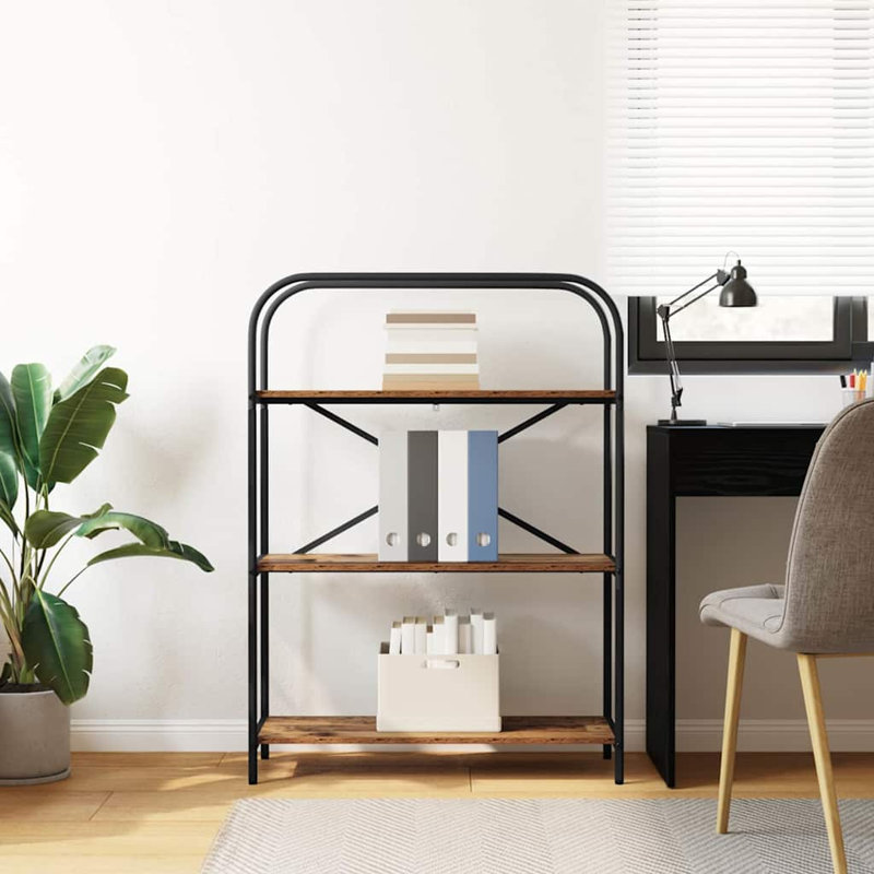 Bookshelf Engineered wood Modern Freestanding Bookshelves Organizer, Old Wood, (3 Shelves) 109cm. H x 80cm. W x 30cm. D
