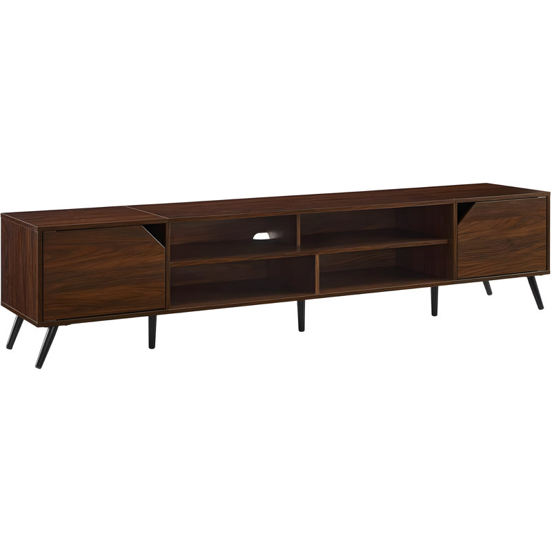 Modern Minimalist Open-Shelf TV Stand With Adjustable Storage And Cord Management For Large Tvs