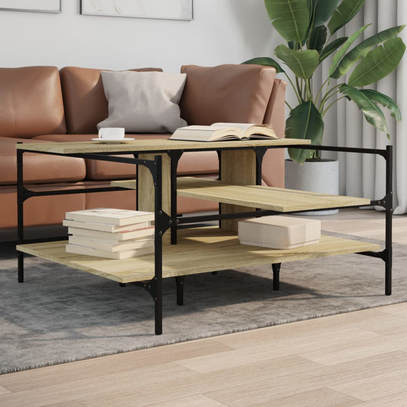 Nidya Four Leg Coffee Table with Storage, Sonoma Oak