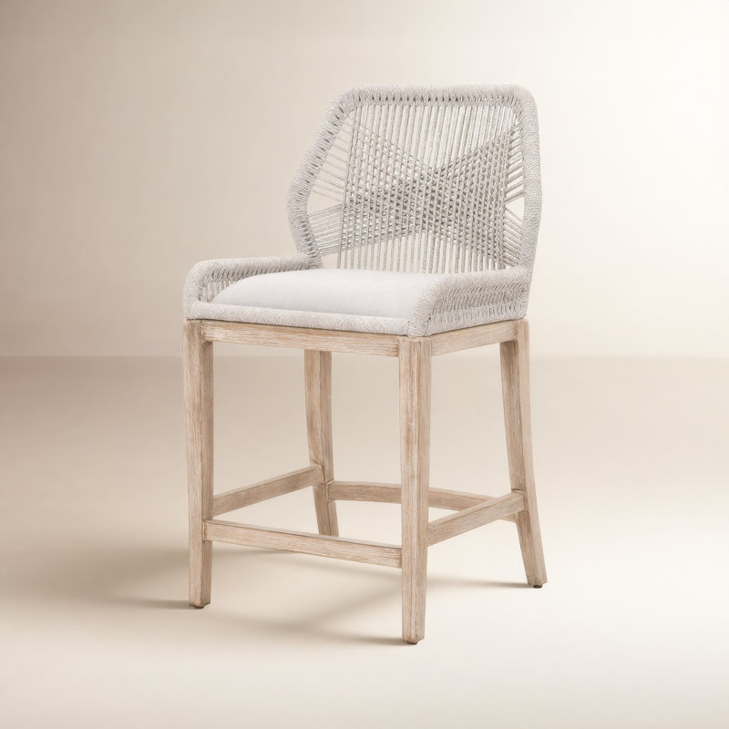 Tabouret de bar et de comptoir Mitali, Taupe et blanc, Tabouret de bar (assise de 30 po de hauteur), Gris naturel