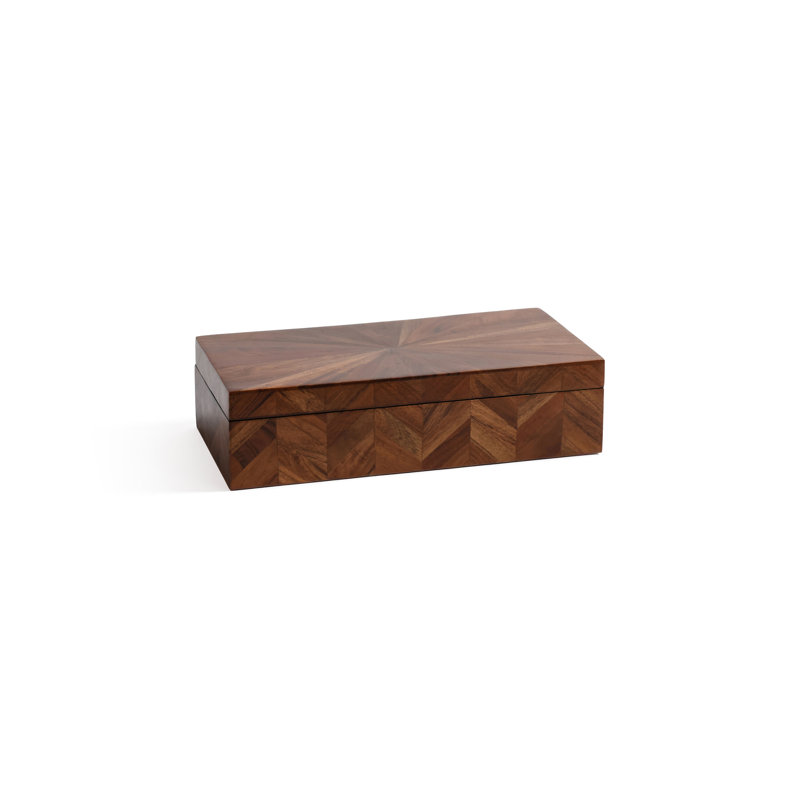 Boîte décorative à chevrons en bois d'acacia, Petit