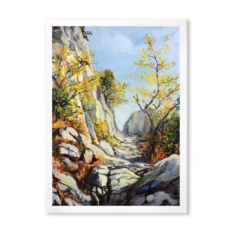 Marble Path In Autumn - reproduction d'art sur toile, H 32 po x l 24 po x P 1 po, Blanc