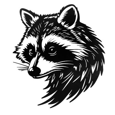 Décoration murale tête de raton laveur en métal noir