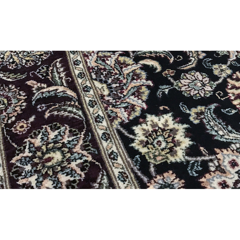Hand-Knotted High-Quality Black and Wine Runner