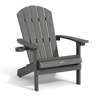 Chaise Adirondack d'extérieur avec porte-gobelet Chaises de patio toutes saisons pour la pelouse, le jardin, le foyer et la cour