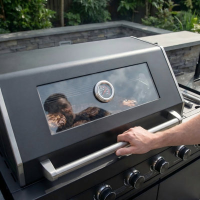 Évier de cuisine en acier inoxydable à 4 brûleurs 85 000 BTU de luxe pour barbecue au gaz en acier inoxydable