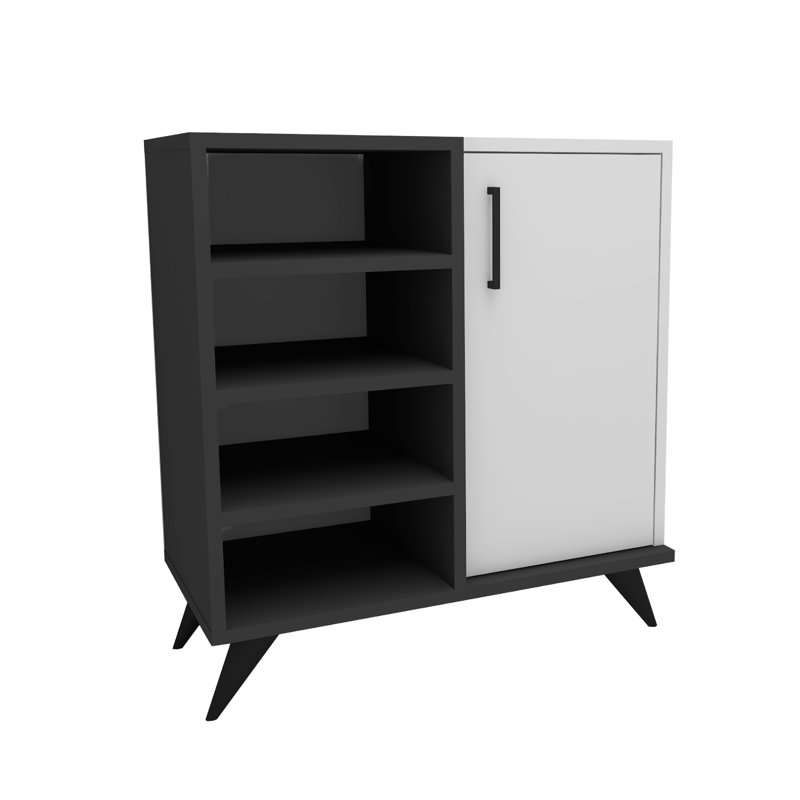 10 Pair Shoe Storage Cabinet, White/Black