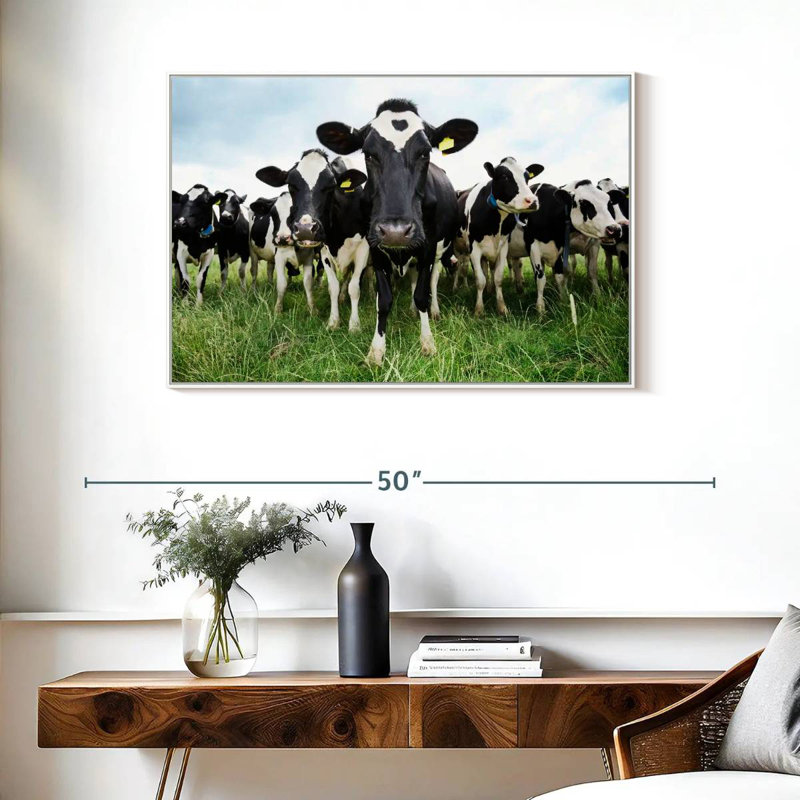 Vaches Holstein, Cadre flottant blanc, 37 po x 25 po