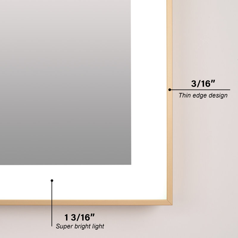 Miroir de salle de bain à DEL Edlun, 36 po x 28 po, Or