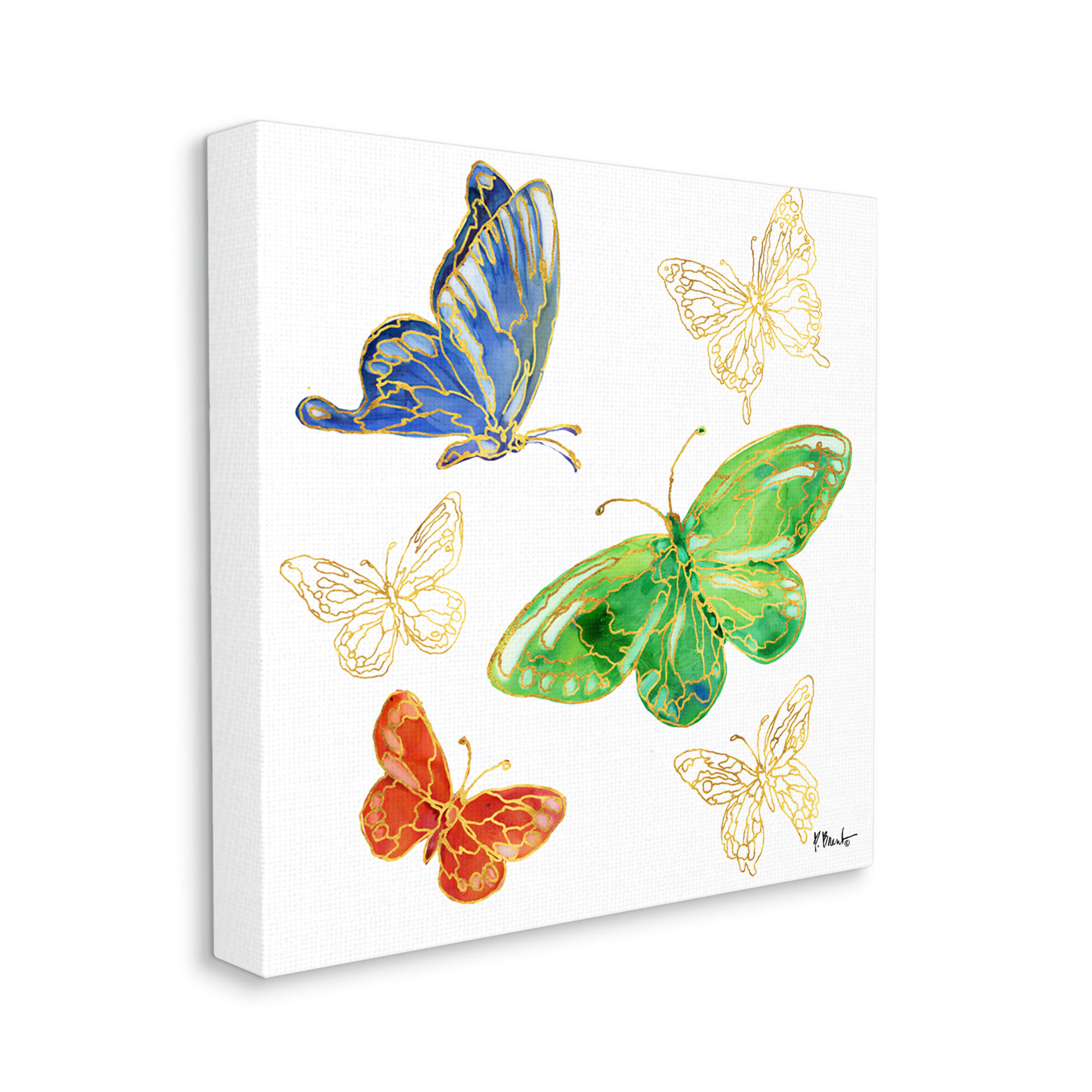 August Grove® August Grove Butterflies Glam Outline Canvas Wall Art ...