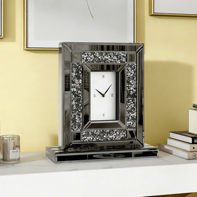 Shyfoy 30x33.5cm Tabletop Clock Modern Black  Diamond Accent Clock